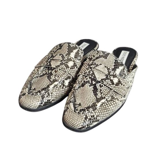 Steve Madden Snakeskin PU Leather Slip-on Kendle Mule Flat Taupe Tan Size 7.5 - Picture 12 of 12